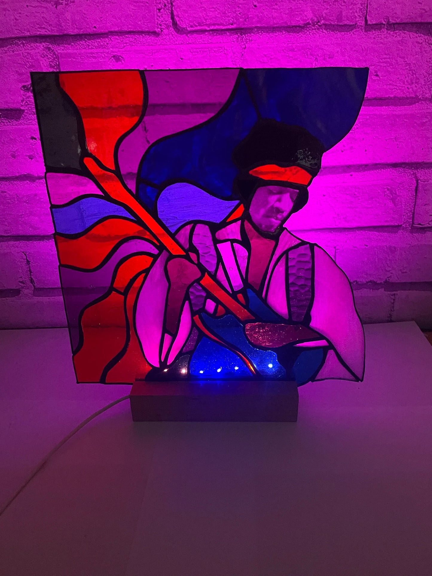 Jimi Hendrix Stained Glass Suncatcher