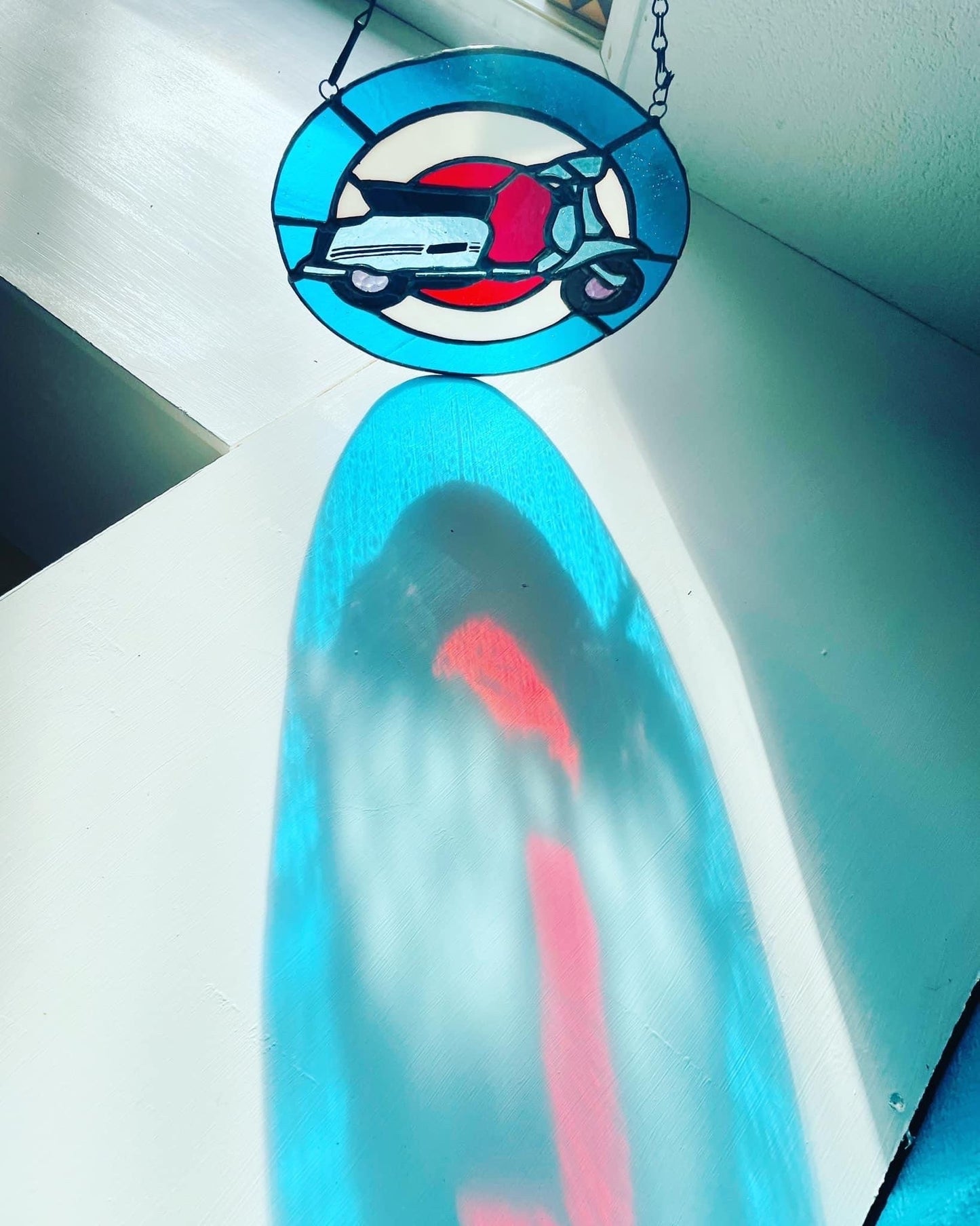 Stained Glass Mod Scooter Target Suncatcher / Wall hanging