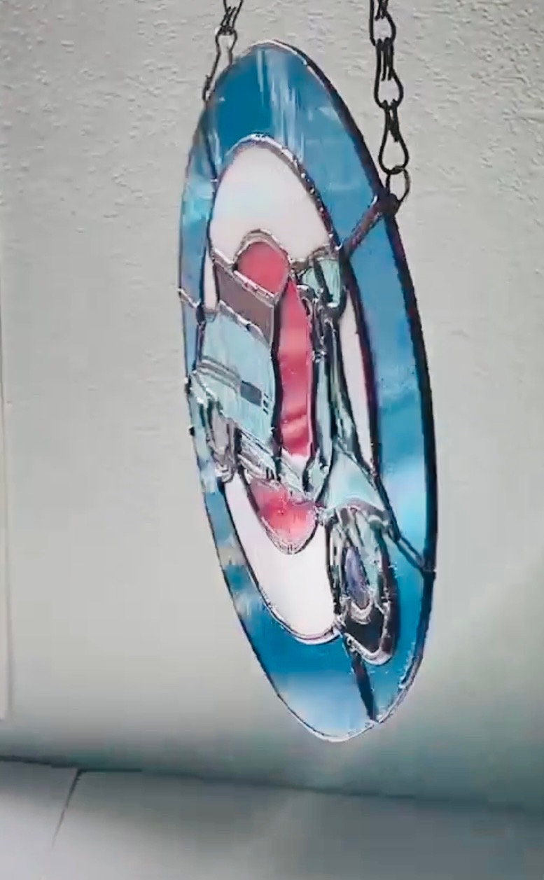 Stained Glass Mod Scooter Target Suncatcher / Wall hanging