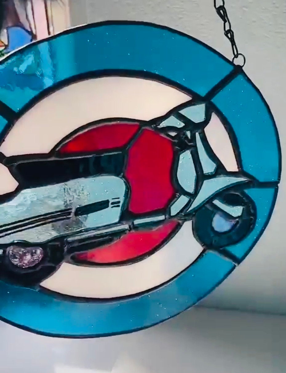 Stained Glass Mod Scooter Target Suncatcher / Wall hanging