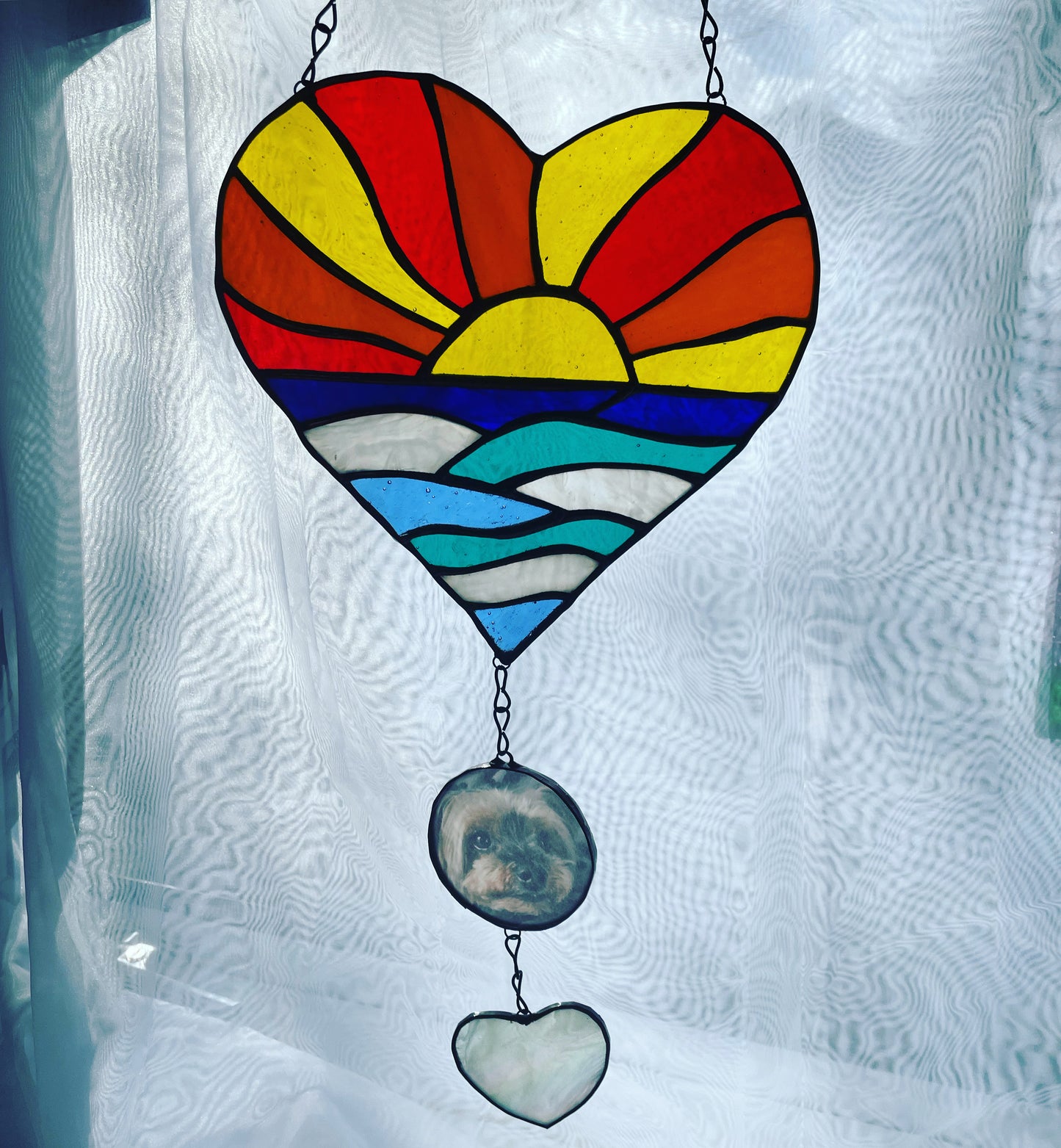 Pet Memorial Heart Beach Theme Suncatcher