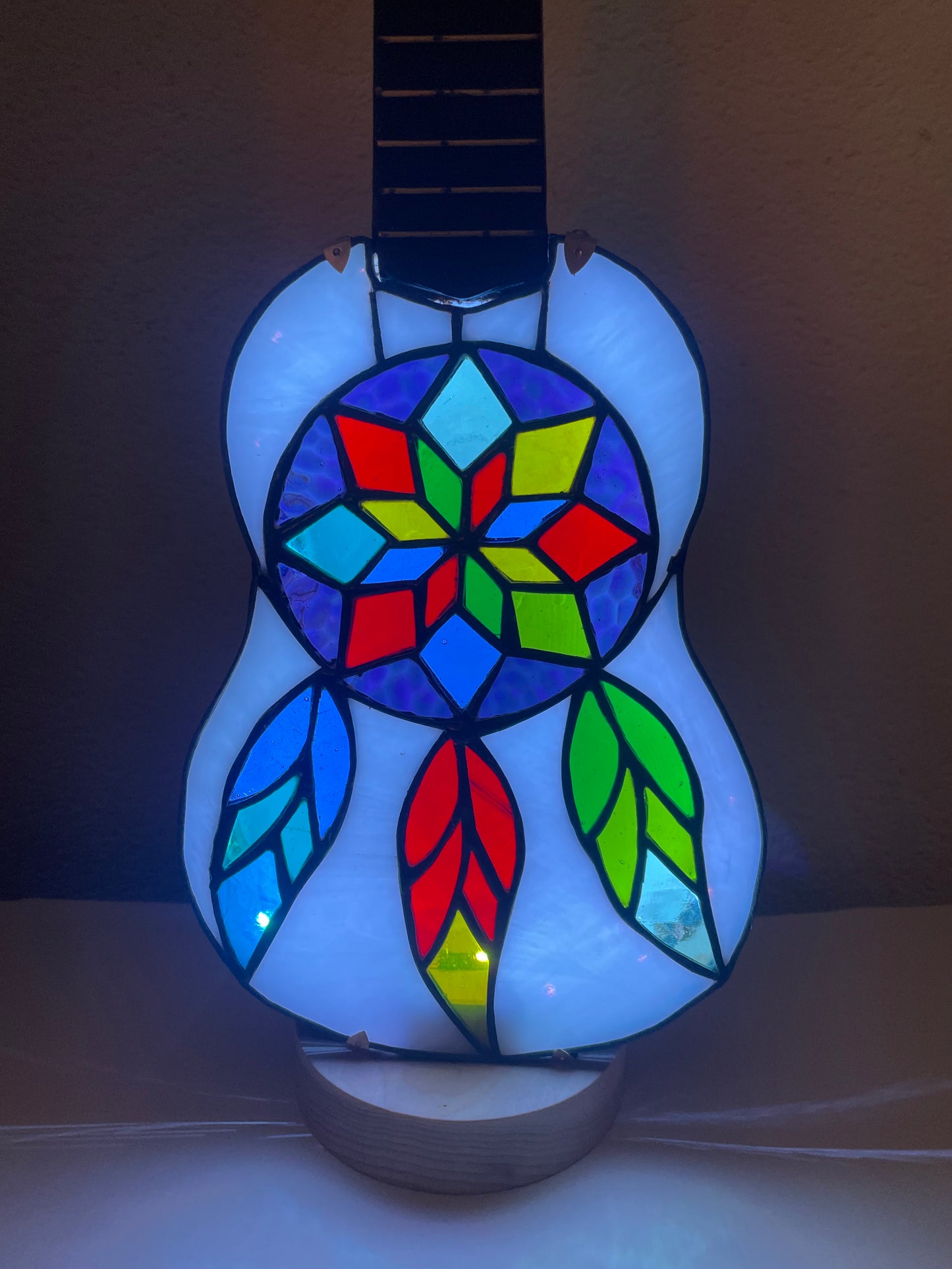 Dreamcatcher Ukulele Stained Glass Lamp