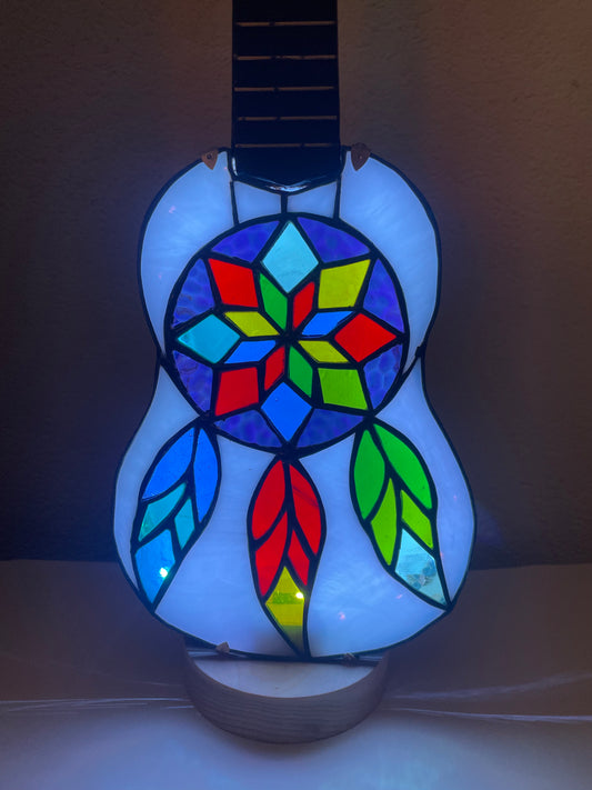 Dreamcatcher Ukulele Stained Glass Lamp