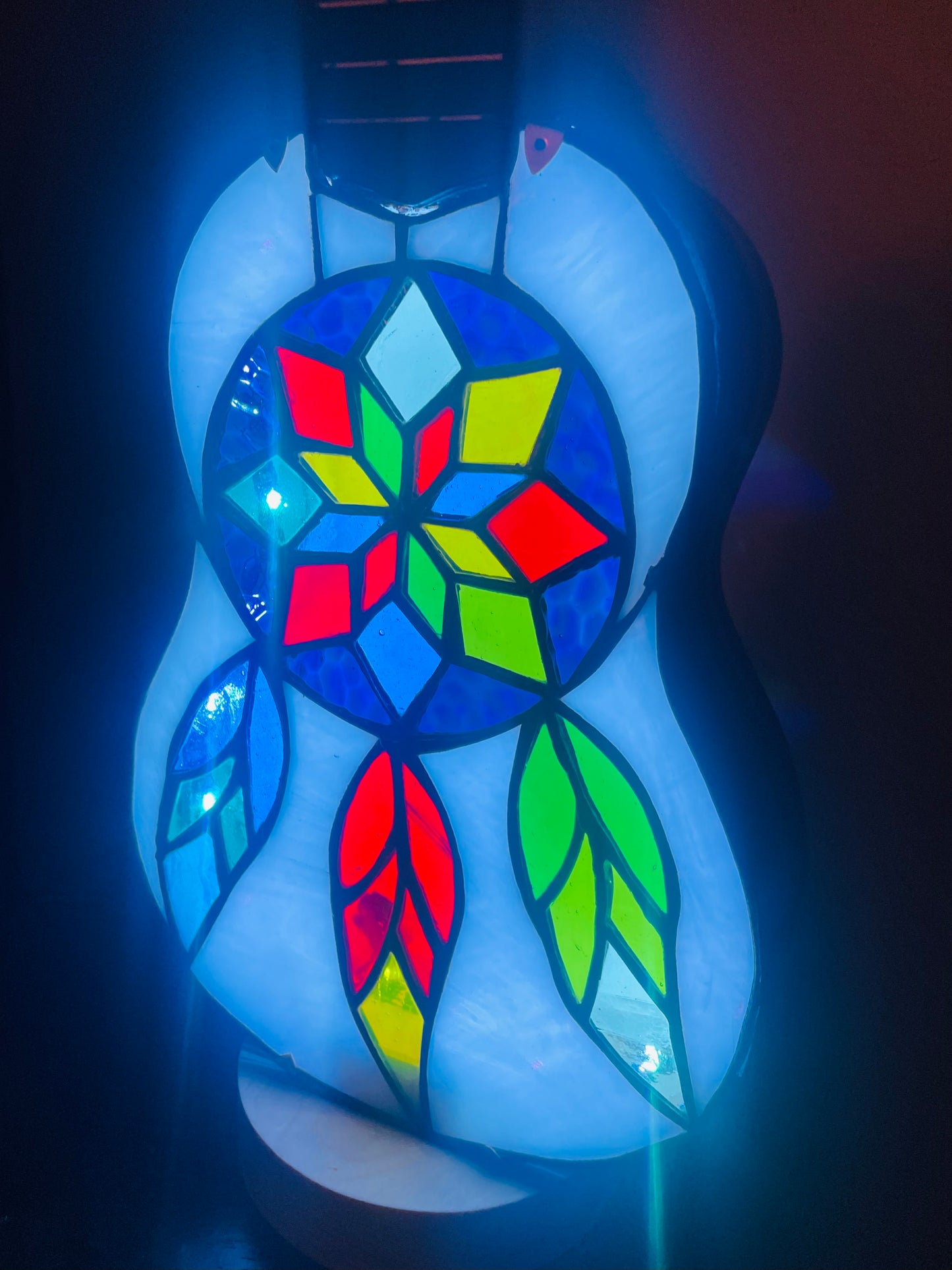 Dreamcatcher Ukulele Stained Glass Lamp