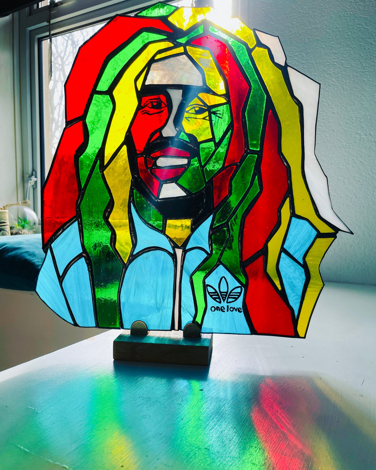 Bob Marley Pop Art Stained Glass Suncatcher