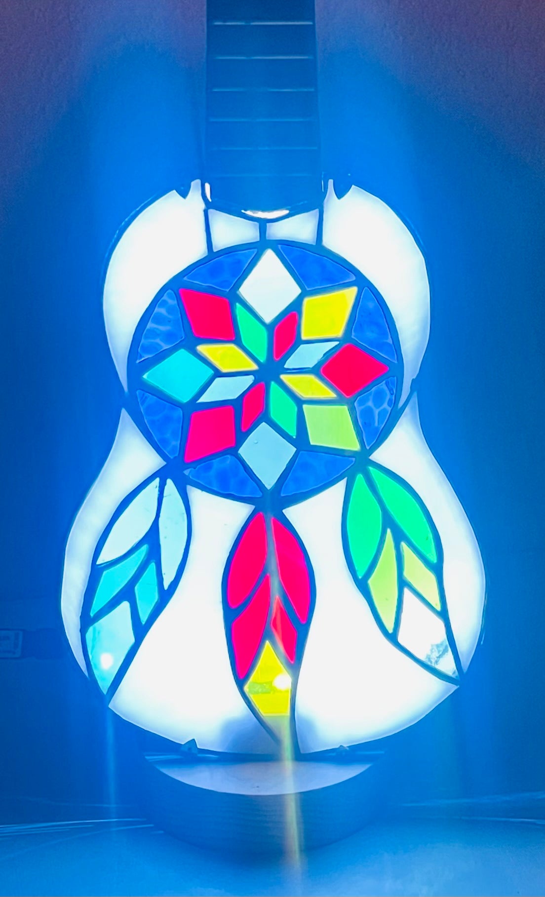 Dreamcatcher Ukulele Stained Glass Lamp