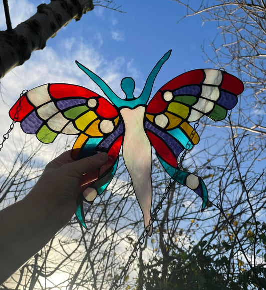 Butterfly Lady Stained Glass Suncatcher