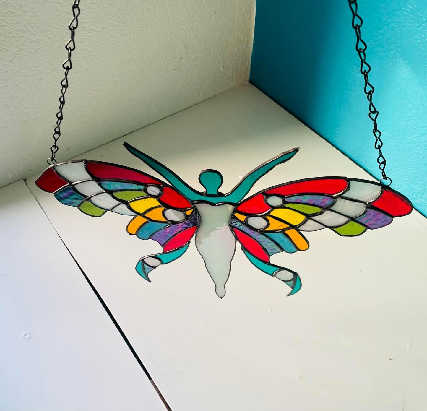 Butterfly Lady Stained Glass Suncatcher