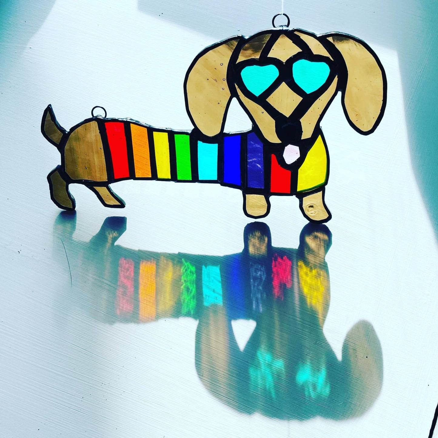 Dachshund Sausage Dog Stained Glass Suncatcher