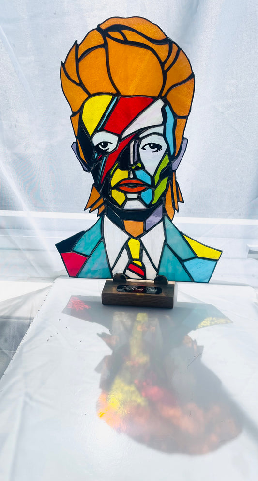 David Bowie Ziggy Stardust Pop Art Stained Glass Suncatcher