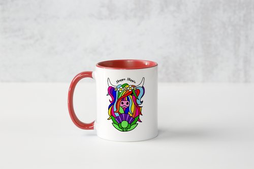 Happy Hippie Highland Cow Mug