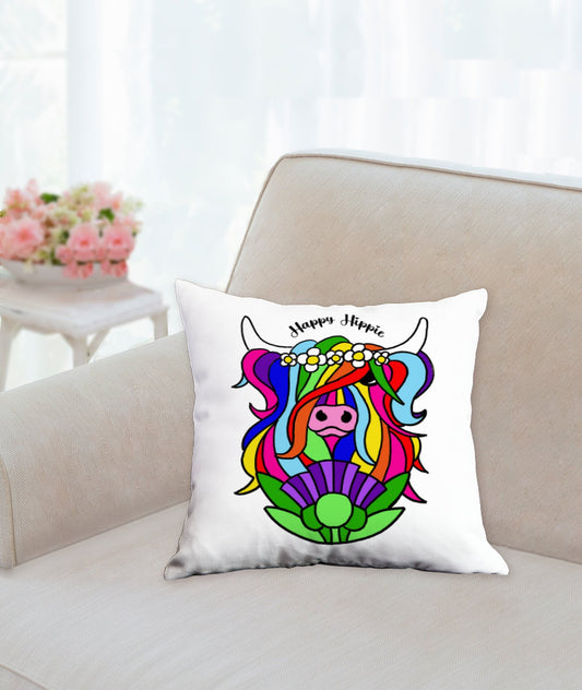 Happy Hippie Highland Cow Cushion