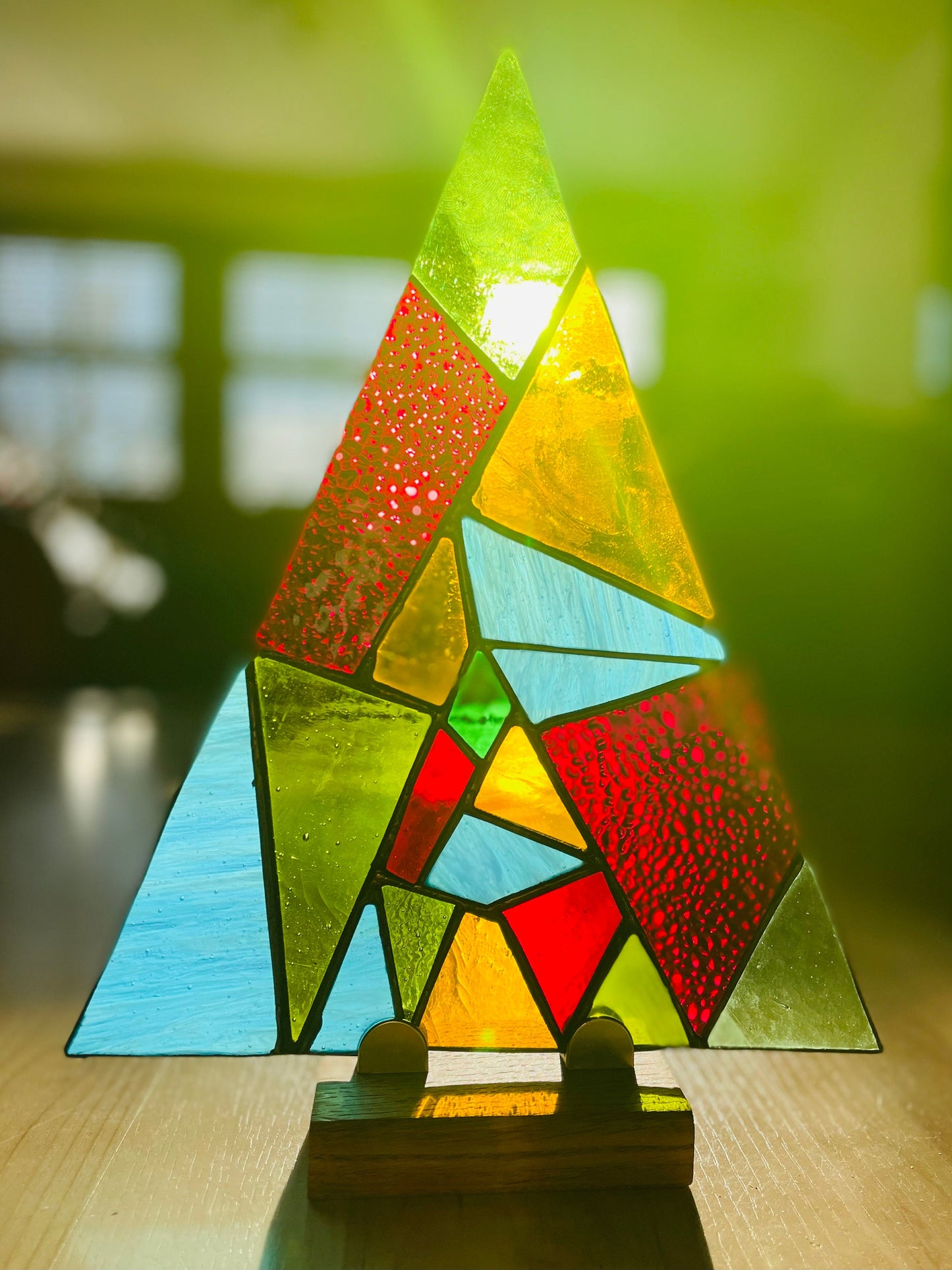 Funky Abstract Stained Glass Christmas tree with LED light