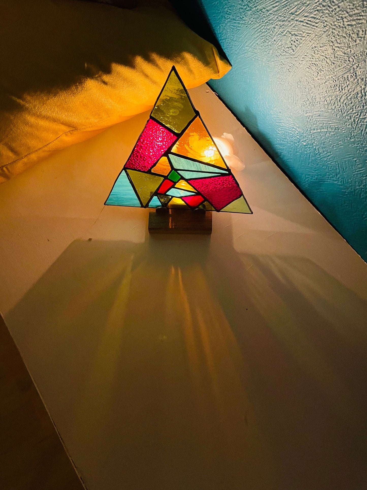 Funky Abstract Stained Glass Christmas tree with LED light