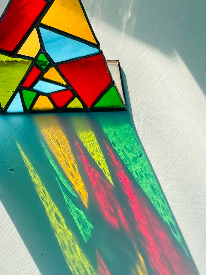 Funky Abstract Stained Glass Christmas tree with LED light