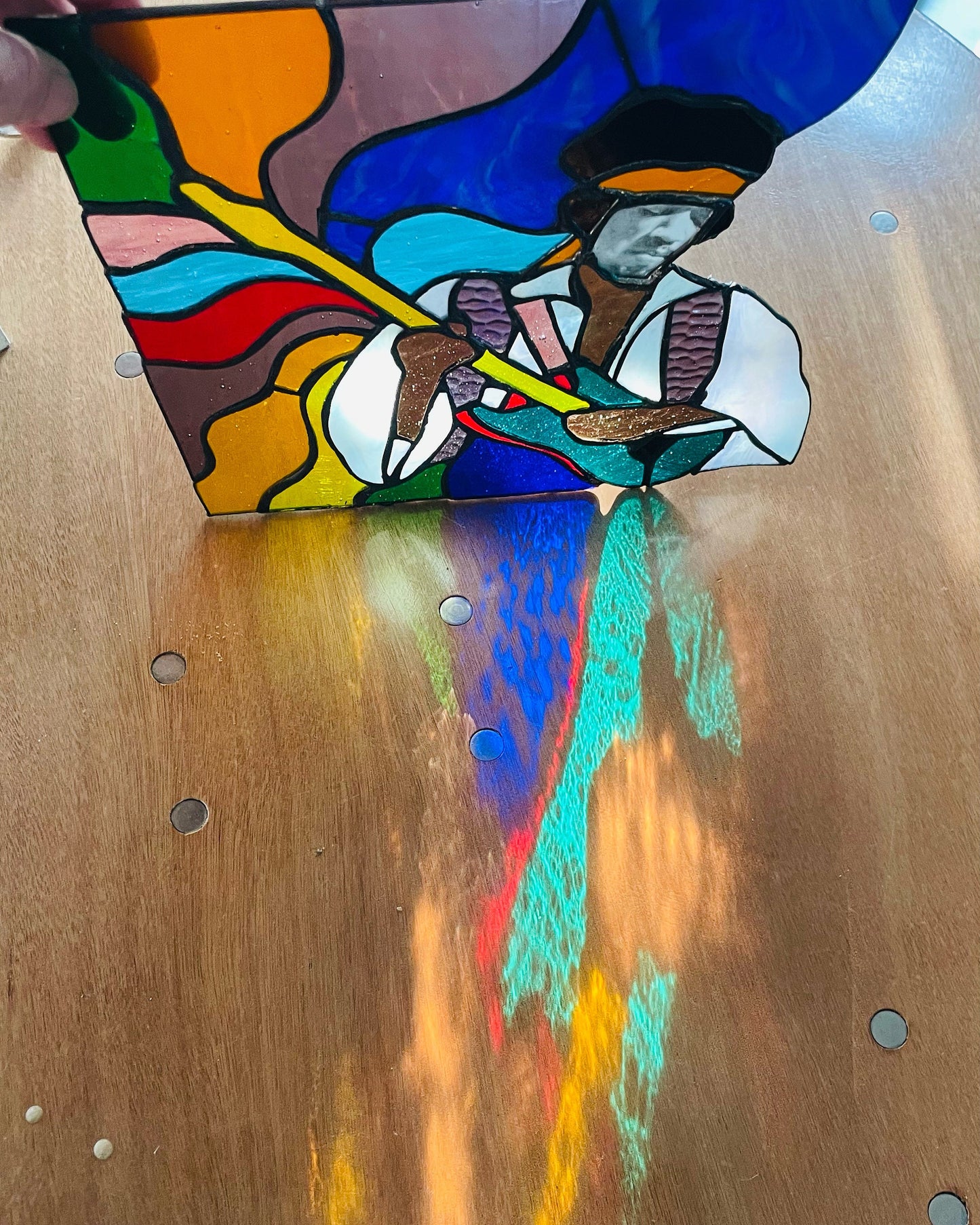 Stained glass Jimi Hendrix Psychadelic Suncatcher Art Unique Gift