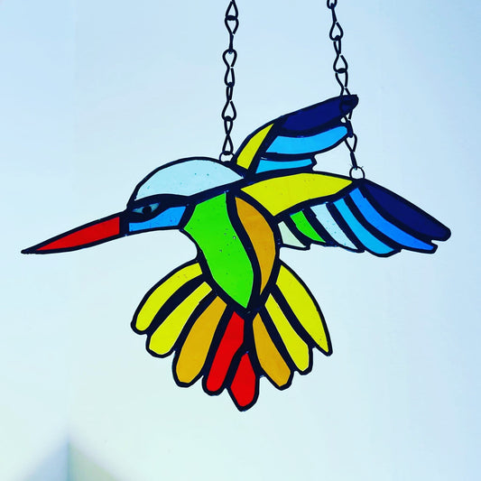 Hummingbird Glass Suncatcher, wall hanging, window hanging