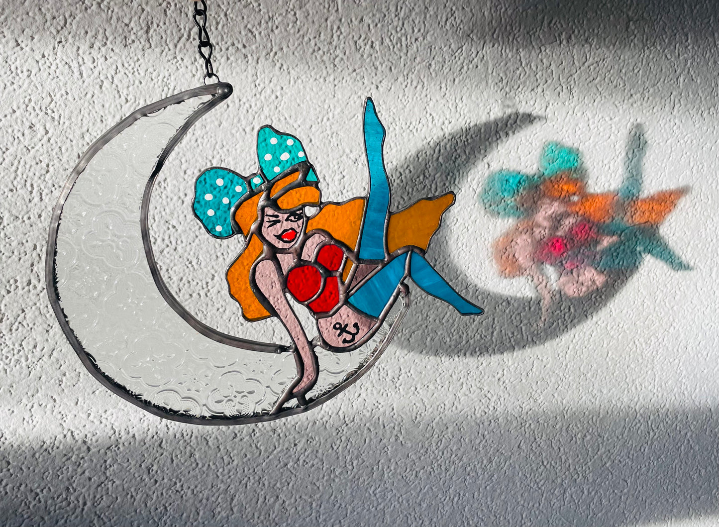 Stay Wild Moon Child Pin up Girl Stained Glass Suncatcher